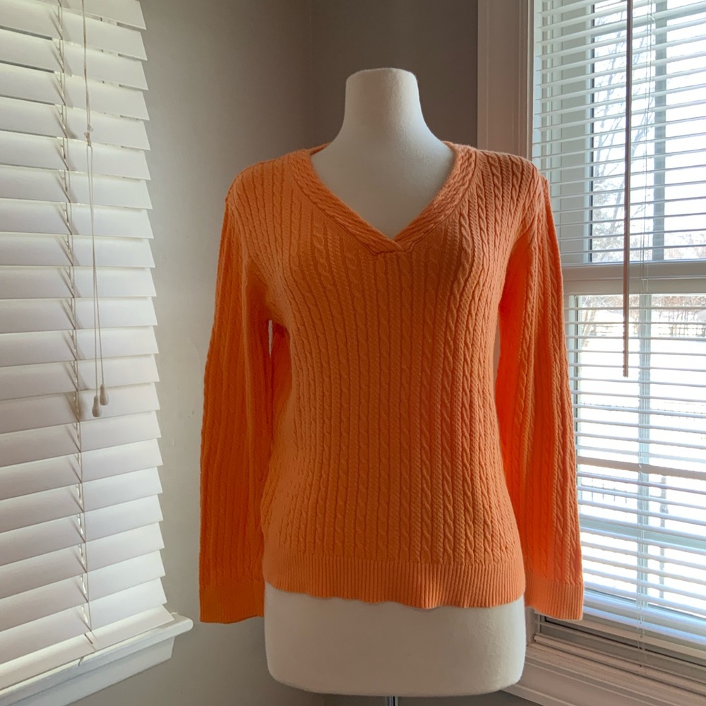 Talbots Bright Orange V-Neck Sweater